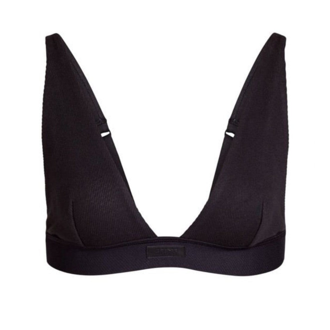 Skims Cotton Plunge Bralette Ribbed Soot